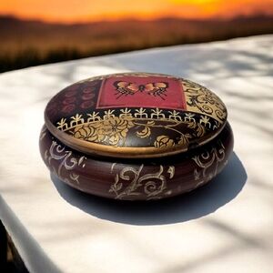 Ceramic Round Bowl W Lid Decorative Home Decor 8 Inches Vintage